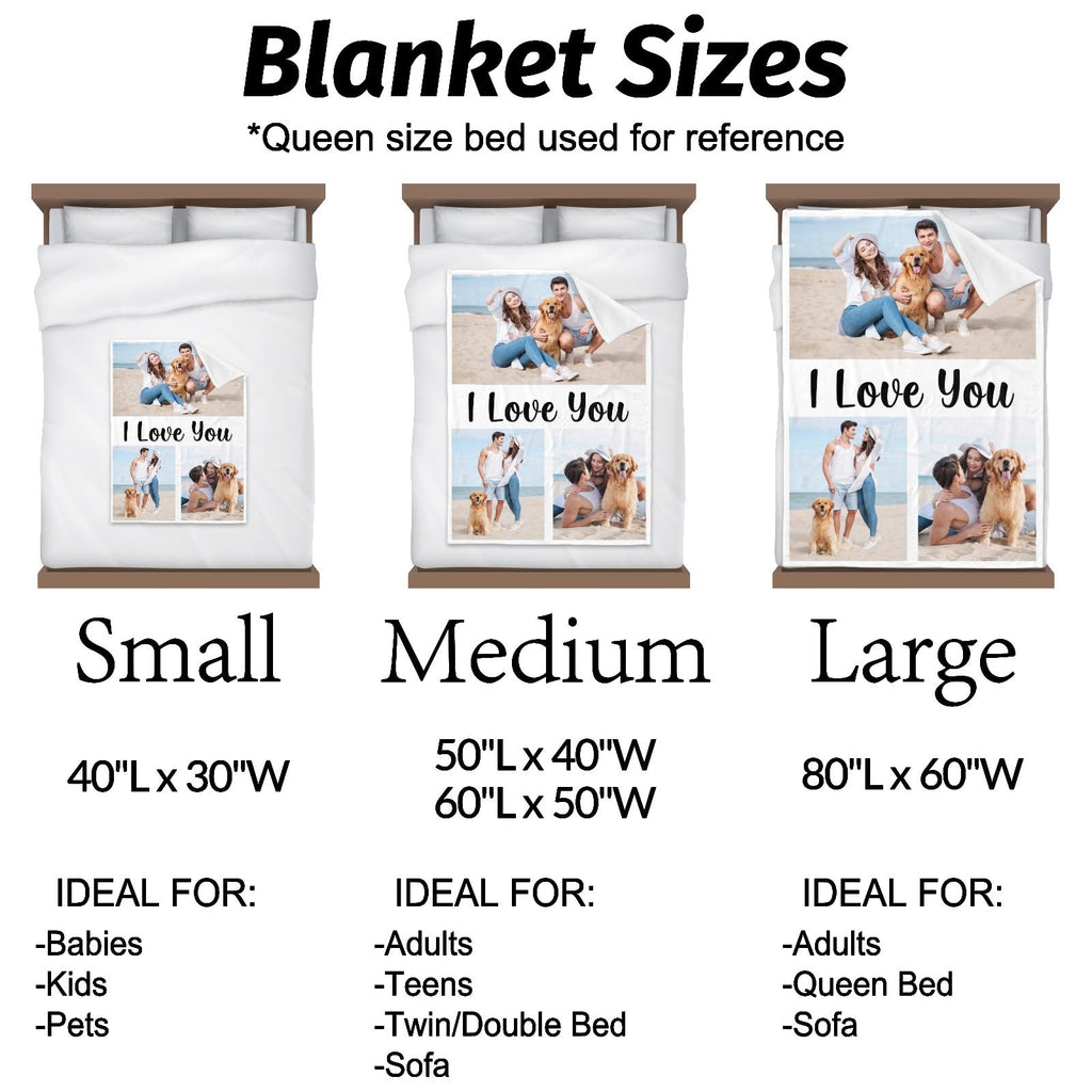 inkArts Custom Blanket Throws with Photos Text Personalized with Picture Customizable, Customize for Mom, Dad, Couple, Girlfriend, Boyfriend, Husband & Wife