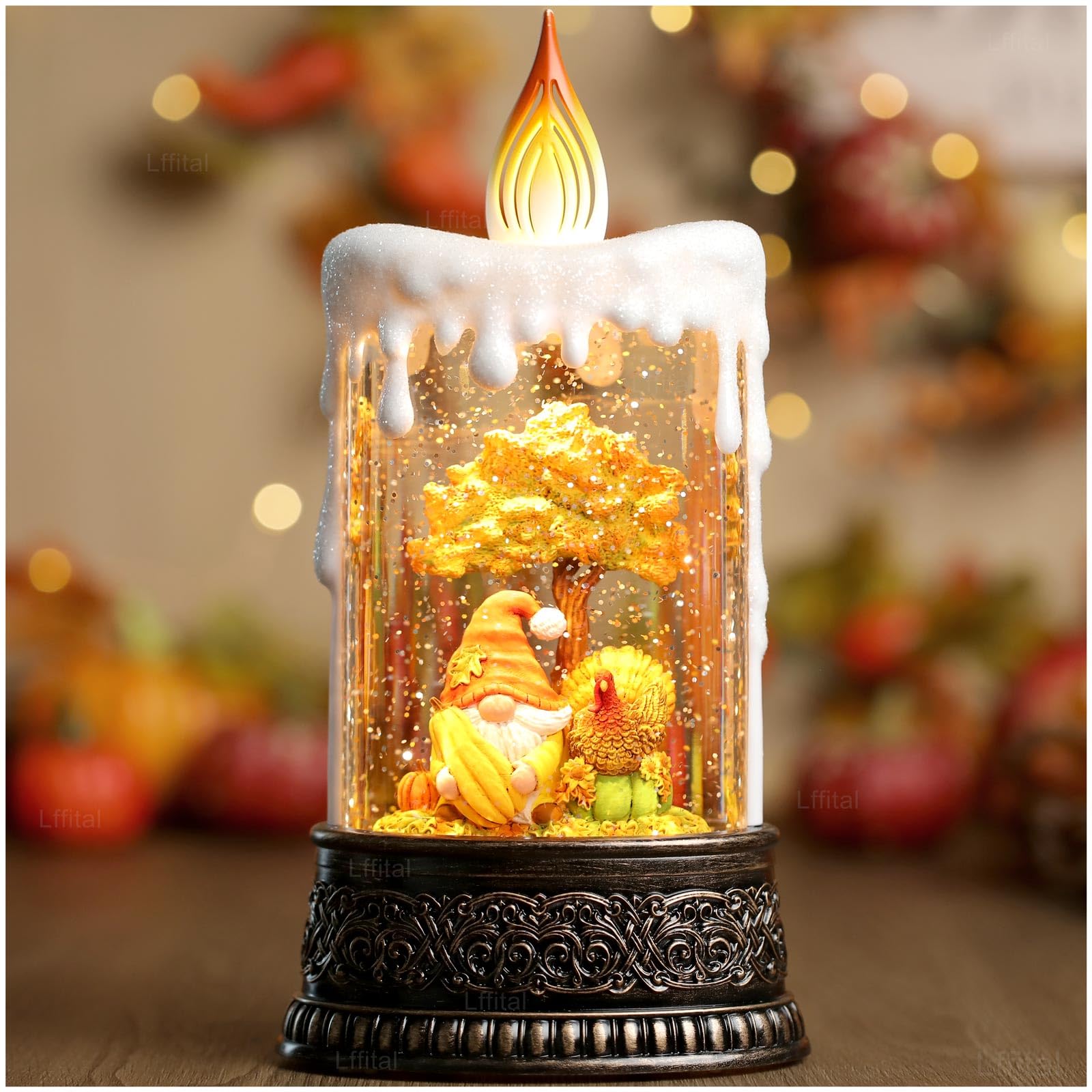 Snowman Christmas Snow Globe Lantern, Lighted Christmas Decorations for Home Candle Shaped Snow Lantern with Music Timer Glittering, Home Decor Festival Gife, USB & Battery Operated