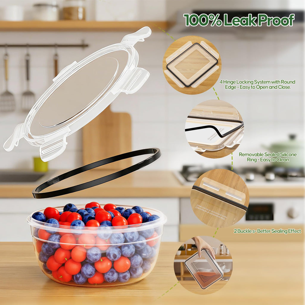 JSCARES 40 PCS Food Storage Containers with Lids Airtight (20 Lids &20 Containers) - Leakproof Meal-Prep Containers for Kitchen Storage Reusable Plastic Microwave/Dishwasher Safe with Labels & Pen