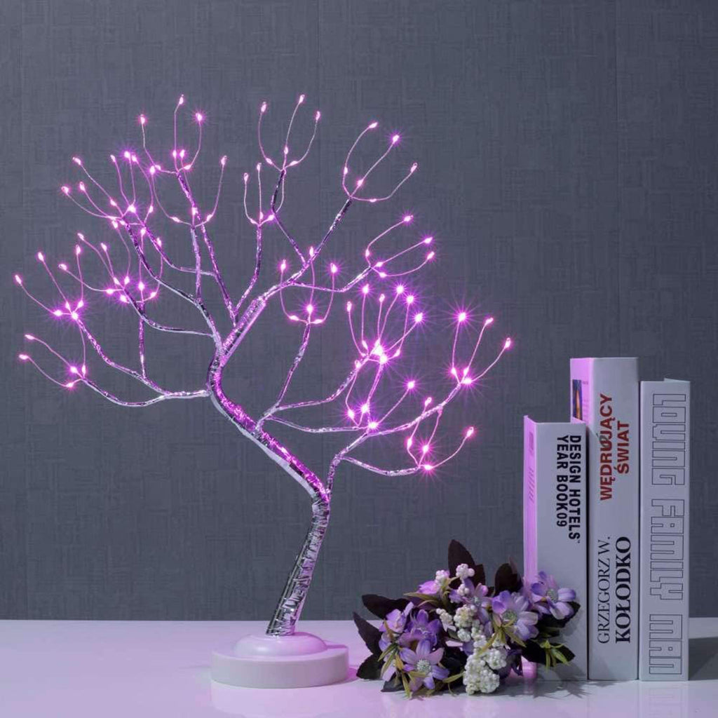 FuChsun Tabletop Bonsai Tree Light 108 LED Fairy Artificial Tree Lamp fot Room Party Home Centerpieces Decoration, Battery/USB Operated (Galaxy Glow Silver Branch)