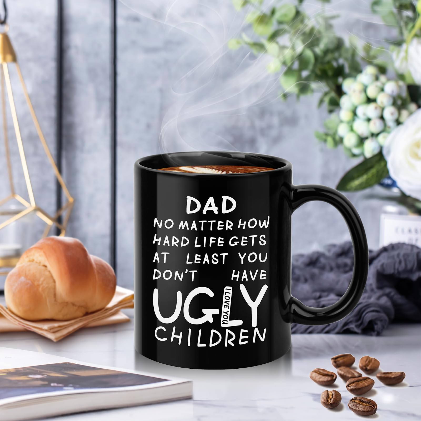 Fathers Day Dad Gifts from Daughter Son - 11oz Funny Coffee Mug for Dad Husband from Wife Kids Unique Ceramic Cup Printed on Both Sides Personalized Birthday Father’s Day Presents for Daddy Stepfather