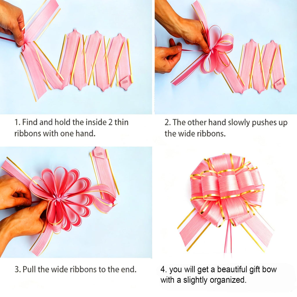 6 PCS Large Pull Bows, Gift Wrapping Bows, Gift Wrapping Ribbon Pull Bows Gift Bows for Wedding, Birthday, Christmas, Valentine's Day, Gift Baskets, Party, Presents Decor, Holiday Decor (Blue)