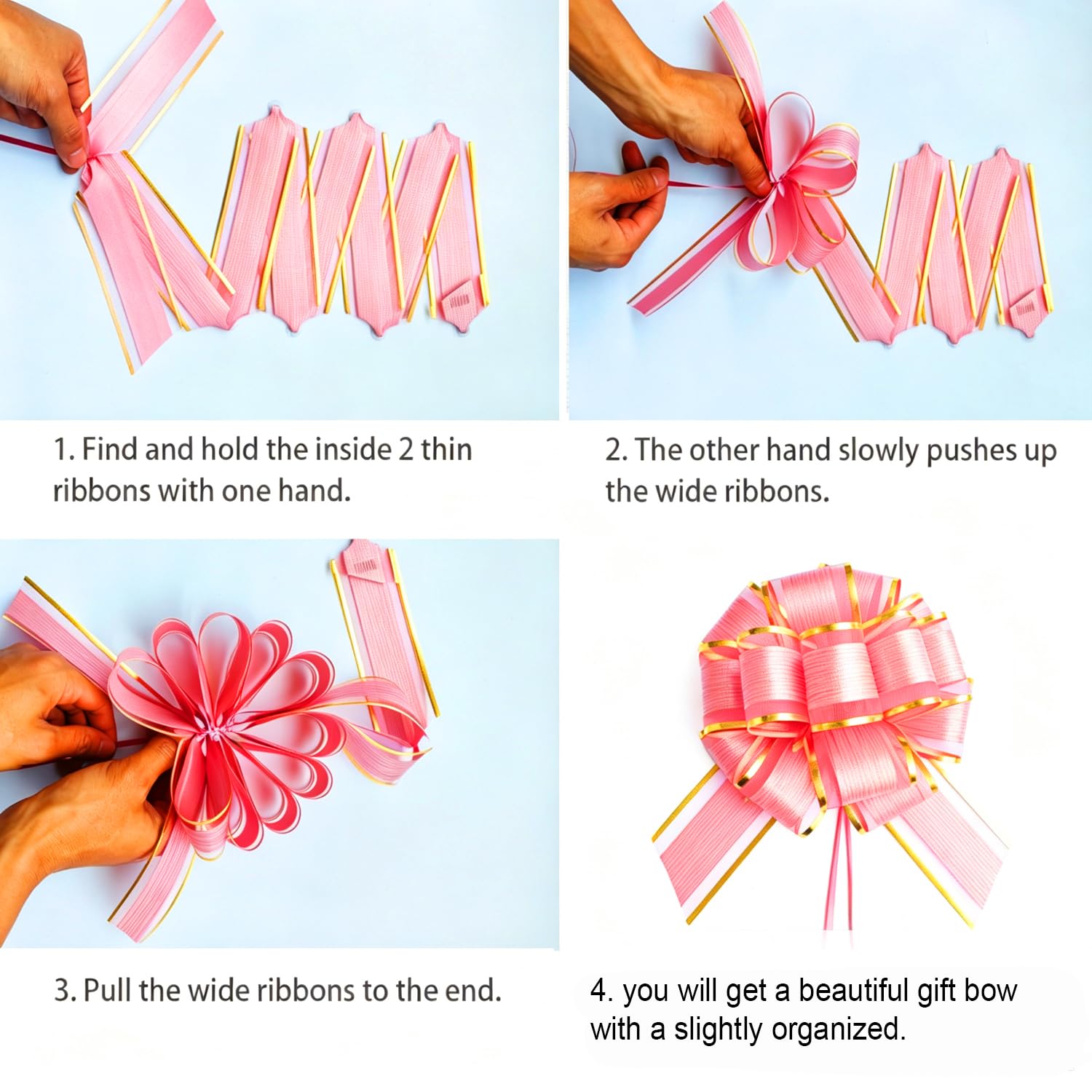 6 PCS Large Pull Bows, Gift Wrapping Bows, Gift Wrapping Ribbon Pull Bows Gift Bows for Wedding, Birthday, Christmas, Valentine's Day, Gift Baskets, Party, Presents Decor, Holiday Decor (Blue)