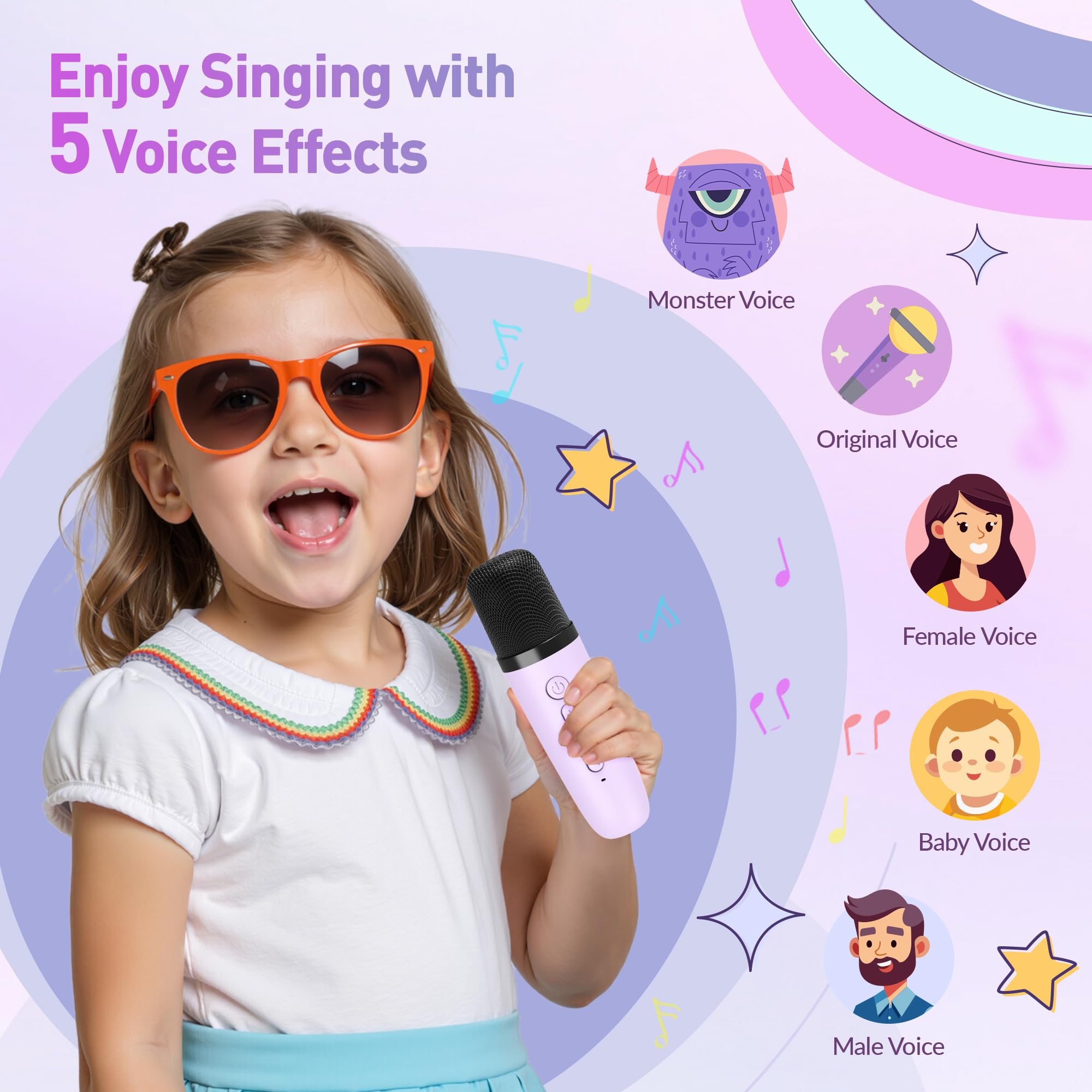 Mini Karaoke Machine, Portable Bluetooth Karaoke Speaker with 2 Wireless Microphones and Party Lights for Kids and Adults, Birthday Gifts for Girls Boys Family Home Party