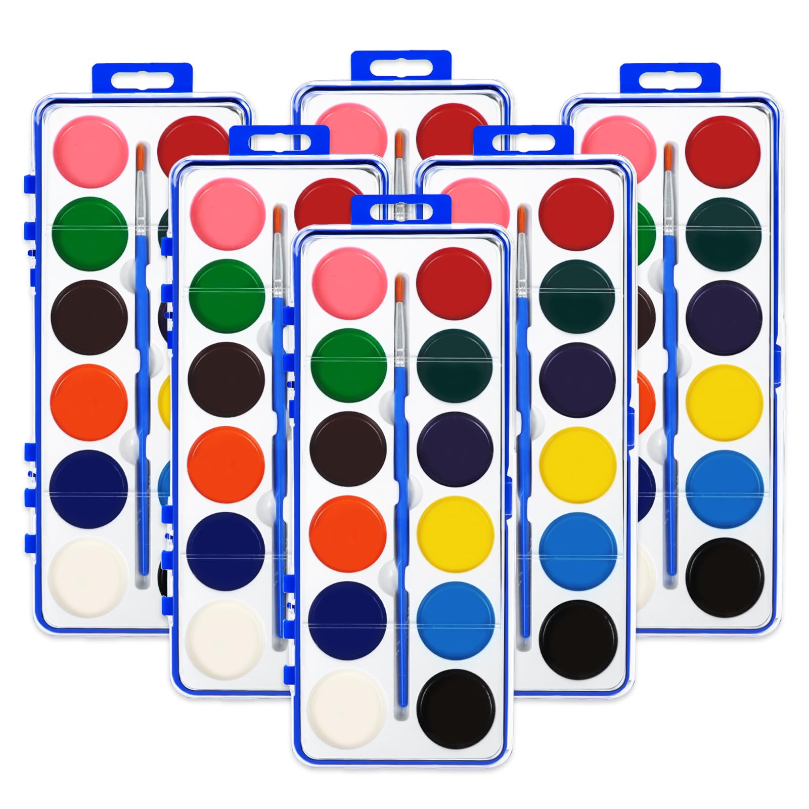 24 Pack Watercolor Paint Set for Kids, 12 Colors Watercolors Paints with Paint Brush, Kids Water color Paint Set for Party Favor, Classroom,Easter Basket Stuffers.