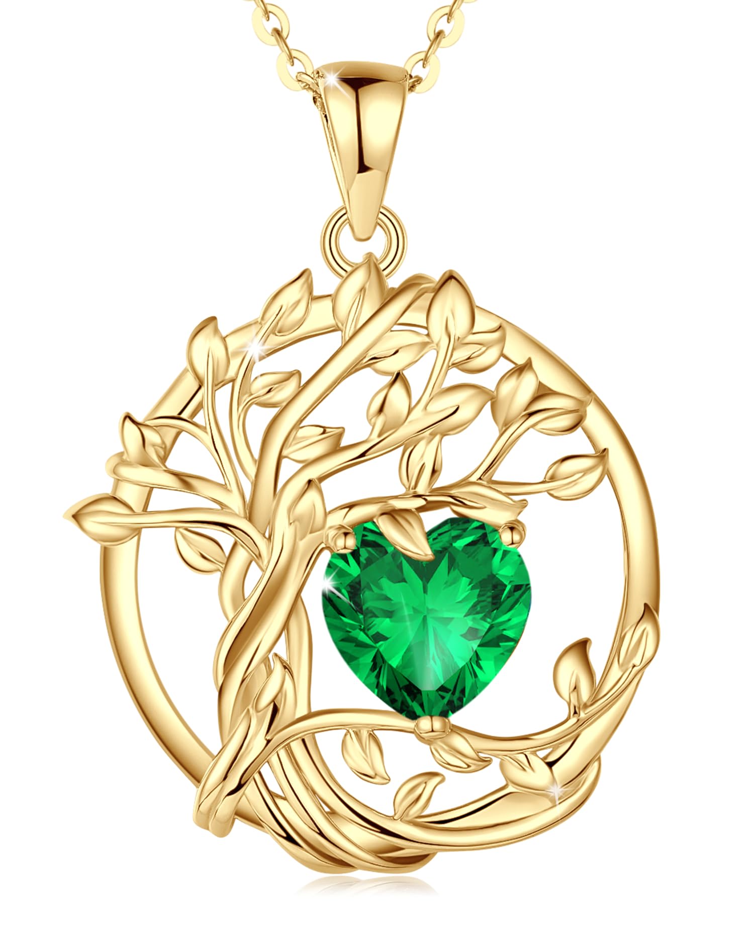 FANCIME Tree of life Birthstone necklace Sterling Silver Pendant Birthstone Necklace Gemstone Anniversary Birthday Jewelry Mothers Day Gifts for Mom Her Wife