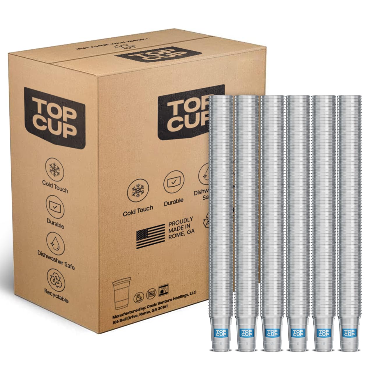 Top Cup America's 250th Birthday 20 oz Reusable Aluminum Party Cups 20 Count | Durable, Reusable & Recyclable, Made in USA