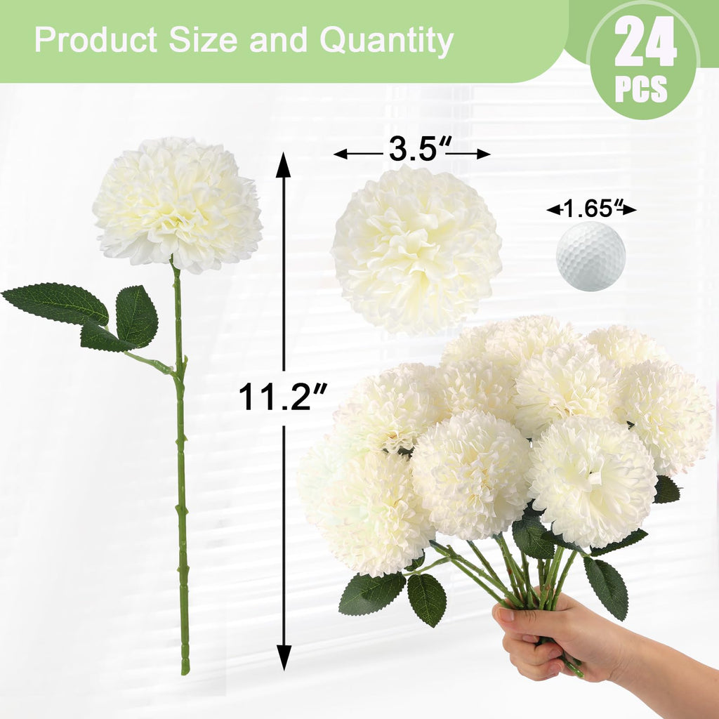 Hananona 12 Pcs Artificial Chrysanthemums Flowers Patriotic Flower, 4th of July Fake Mums Flowers Silk for Home Decor Indoor Memorial Day Table Centerpiece Vase not Included (12, Red, White, Blue)