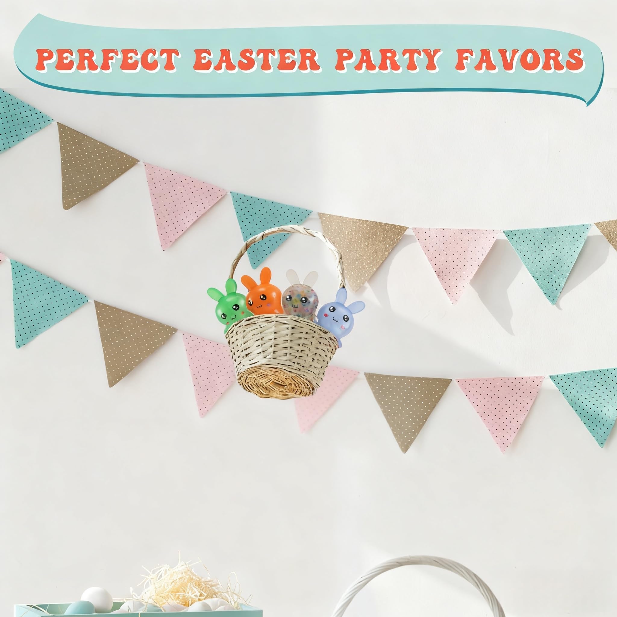 Easter Basket Stuffers,Easter Basket Essentials,4pcs Squishy Easter Bunny Stress Balls for Adults,Easter Stress Relief Fidget Balls,Easter Party Favors Easter Basket Ideas Gifts