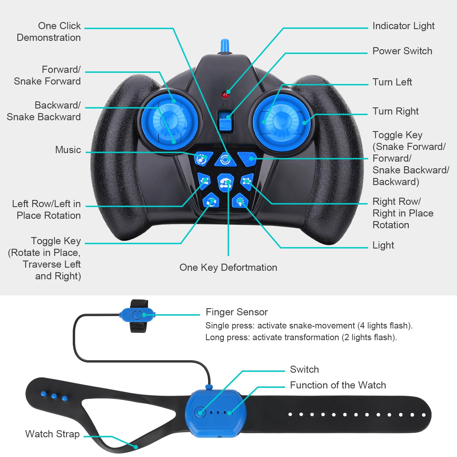 Fosgoit Gesture Sensing RC Stunt Car - Toys for 6-12 Years Old Boys Girls, 4WD Remote Control Car, Hand Controlled Car with Lights Music, Cool Birthday Gifts for Kids Age 6 7 8 9 10 11 12 Years Old