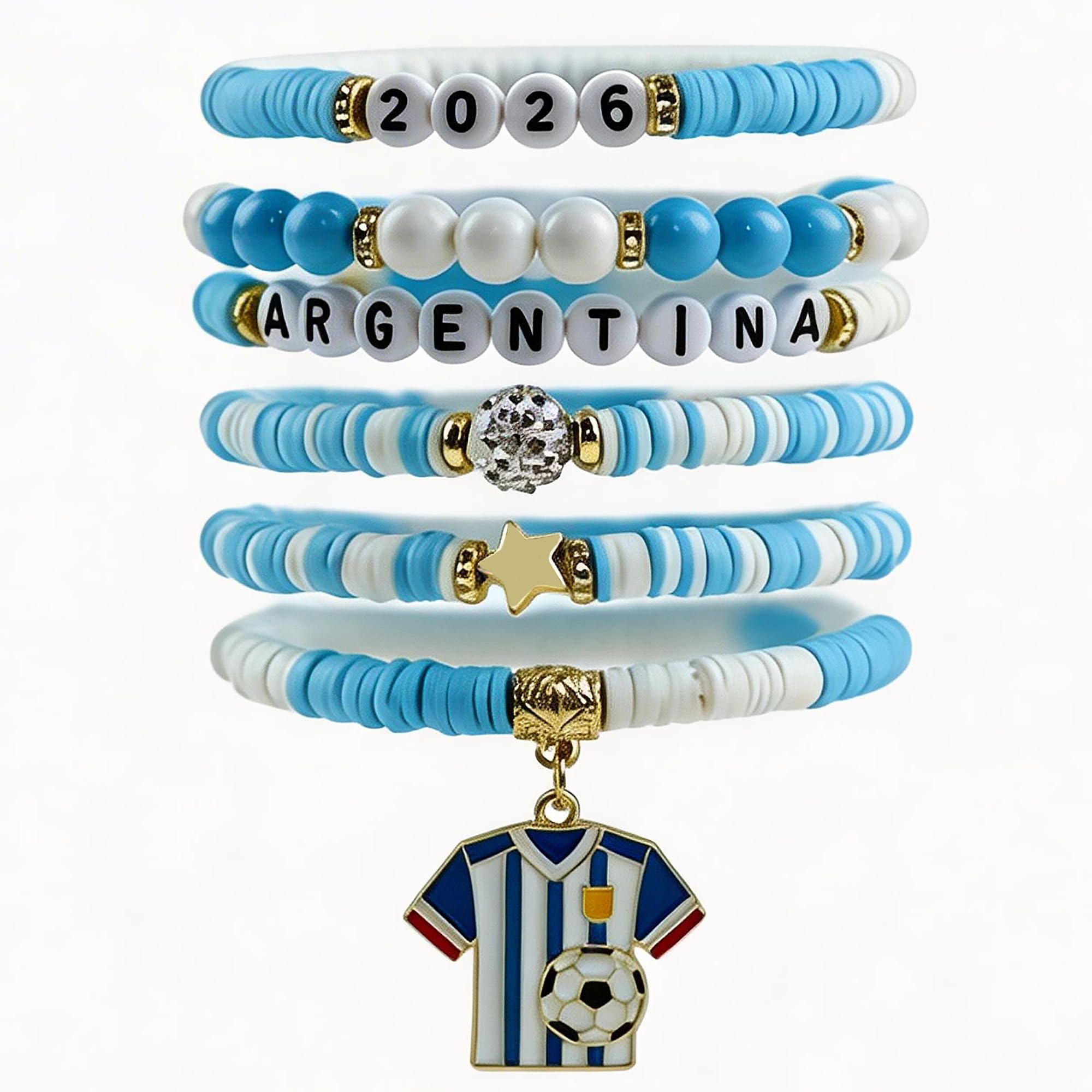 OHOME 4th of July Outfits for Women - 6 Pack Patriotic Bracelets | Fourth of July Decorations Accessories Shirts for Memorial Day Decorations - 250 Anniversary America Merchandise USA for Women