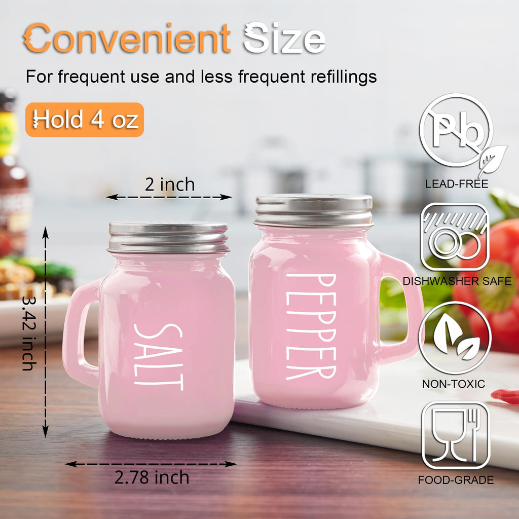 Red Salt and Pepper Shakers Set, ZOSUJO 4 oz Cute Modern Glass Christmas Red Shaker Sets with Stainless Steel Lids, Red Kitchen Decor and Accessories for Home Restaurants Weddings