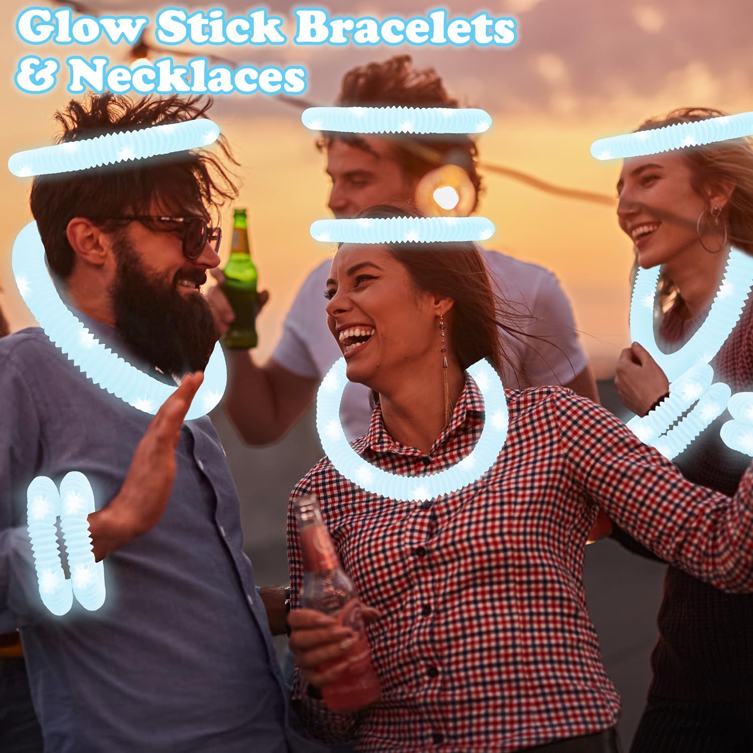 Kannove 12-24 PCS Green Glow Sticks Party Favors Supplies for Kids,4th of July LED Light up Pop Tubes for Toddlers,Neon Necklaces Bracelets Accessories,Glow Birthday Dance Camping Party Decorations
