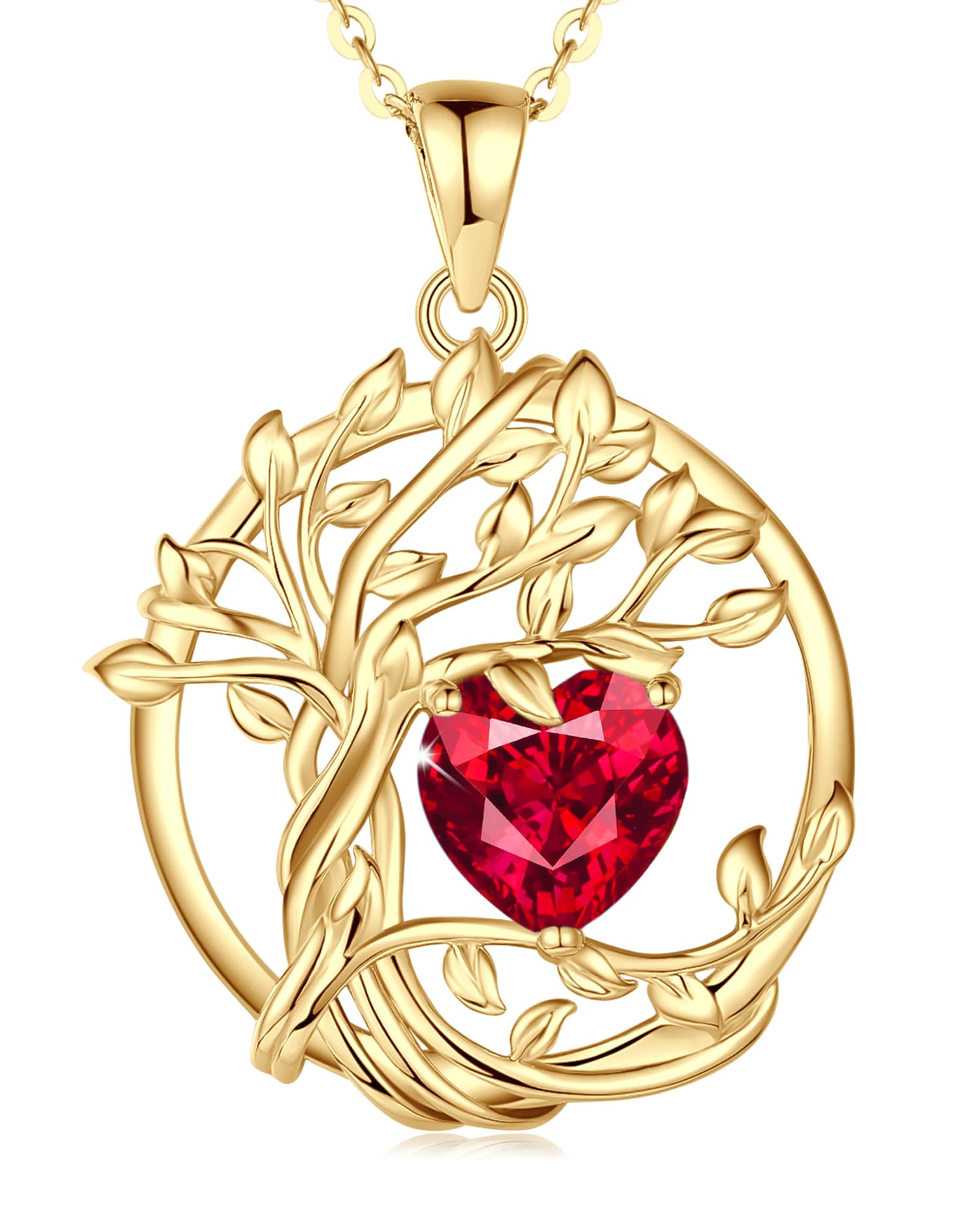 FANCIME Tree of life Birthstone necklace Sterling Silver Pendant Birthstone Necklace Gemstone Anniversary Birthday Jewelry Mothers Day Gifts for Mom Her Wife