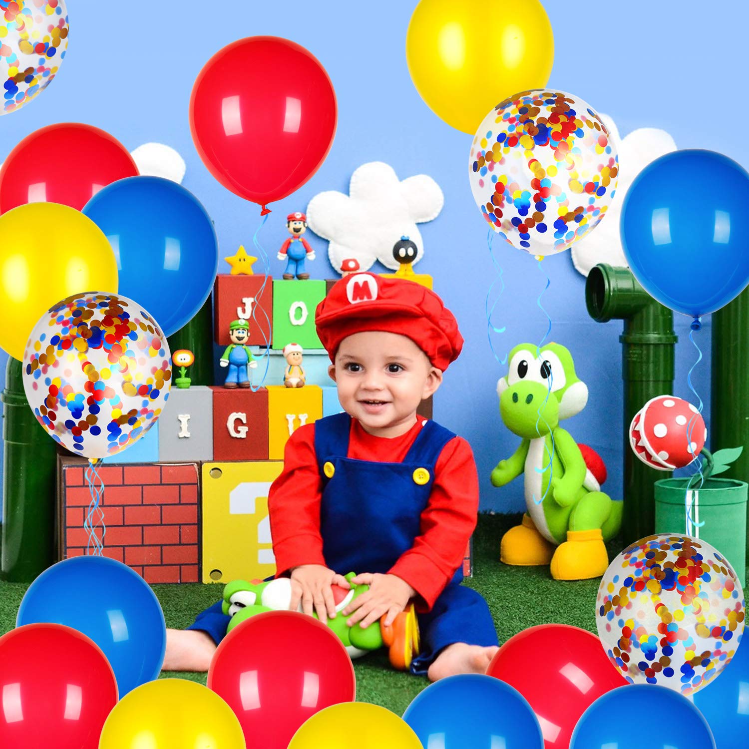JOYYPOP 80 PCS Red White and Blue Balloons 12 Inch Patriotic Balloons with Confetti Balloons for 4th of July Decorations Independence Day 250 Anniversary Birthday Party Supplies