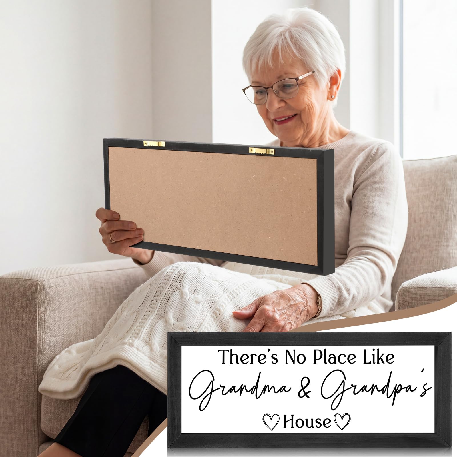 Yousoontic Grandparents Gift from Grandkids There's No Place Like Grandma & Grandpa's House Wooden Sign Farmhouse Home Decor for Birthday Christmas Thanksgiving Gift(Dark Brown,11.8 Inch)