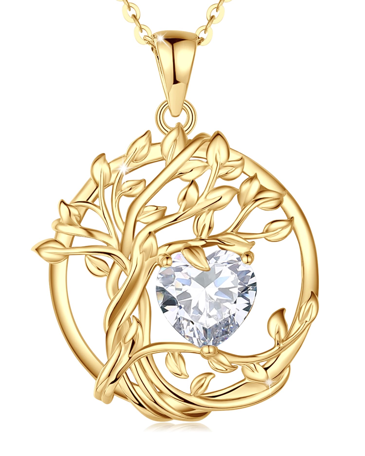 FANCIME Tree of life Birthstone necklace Sterling Silver Pendant Birthstone Necklace Gemstone Anniversary Birthday Jewelry Mothers Day Gifts for Mom Her Wife