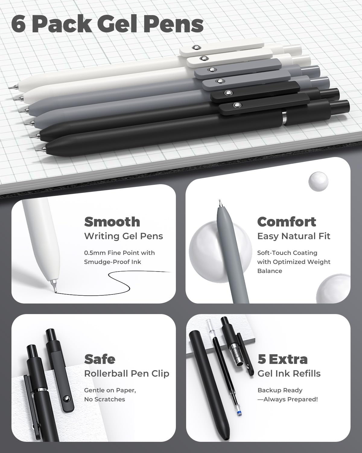 Four Candies 39 PCS Aesthetic Stationery Set with Cute Pen Case, College Supplies and Nursing Student Essentials, 12 Pastel Highlighters, 5 Black Gel Pens, 6 Mechanical Pencils, Blue