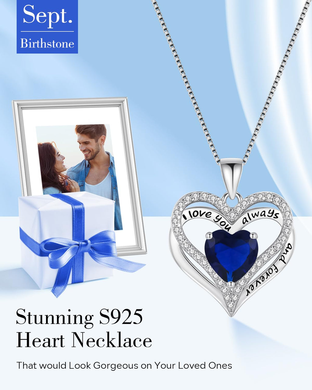 S925 Sterling Silver Necklace for Women, Wife Jewelry Rose Gold, Mom Birthday Valentines Mothers Day Gifts, Girlfriend Necklaces, Daughter Heart Jewel, Anniversary for Her