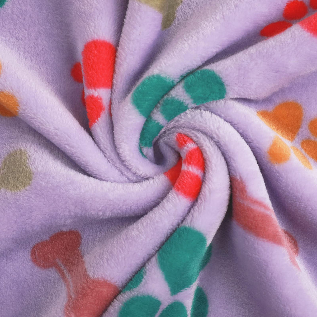 Luciphia 1 Pack 3 Blankets Fluffy Premium Fleece Pet Blanket Flannel Paw Printed Throw for Dog Cat(Small 23x16'', Grey/Brown/Blue)