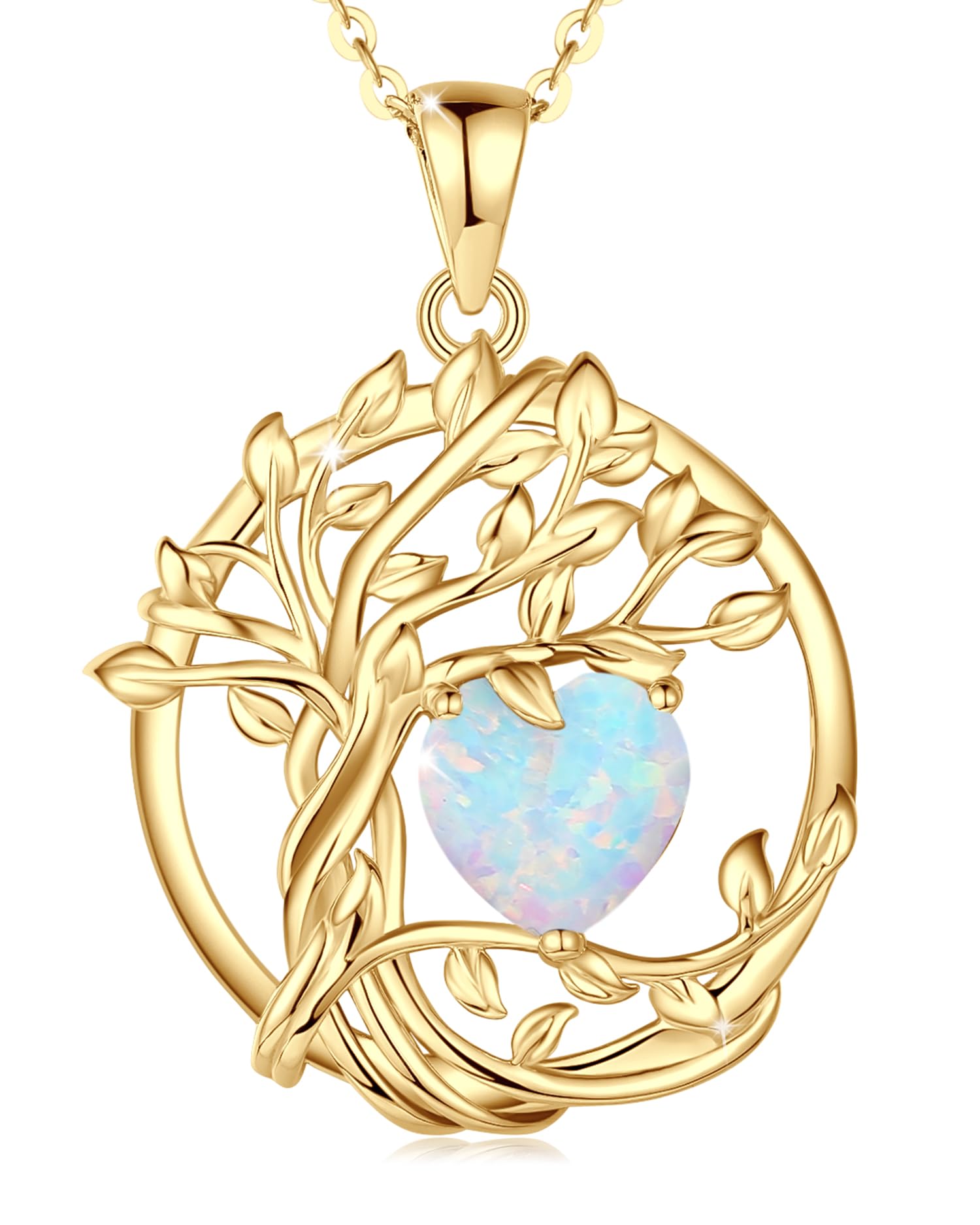 FANCIME Tree of life Birthstone necklace Sterling Silver Pendant Birthstone Necklace Gemstone Anniversary Birthday Jewelry Mothers Day Gifts for Mom Her Wife
