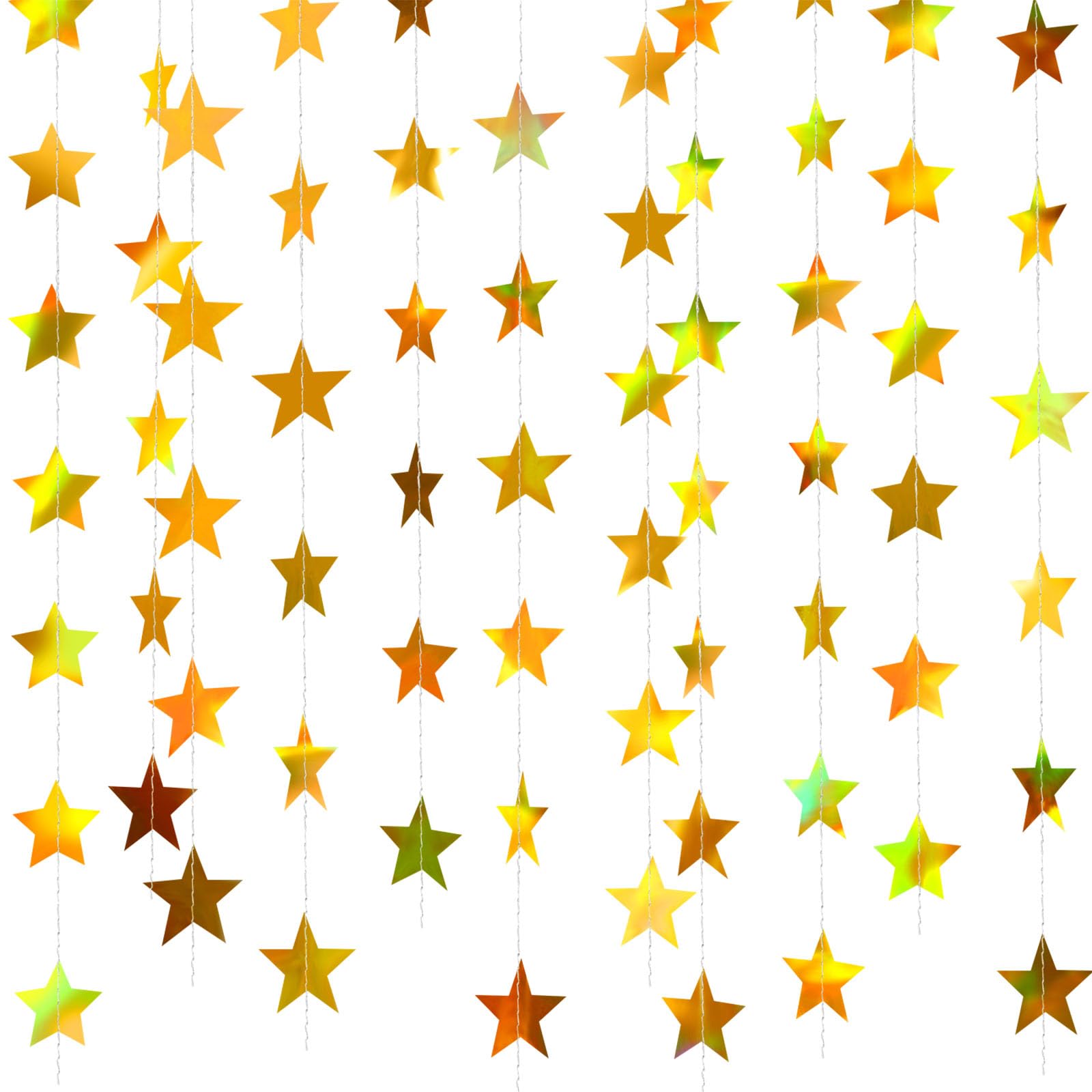 Patelai Glitter Star Garland Banner 2026 Graduation Decor 130 Feet Star Hanging Banner Twinkle Backdrop for Party Birthday Classroom Wedding Supplies(Gold)