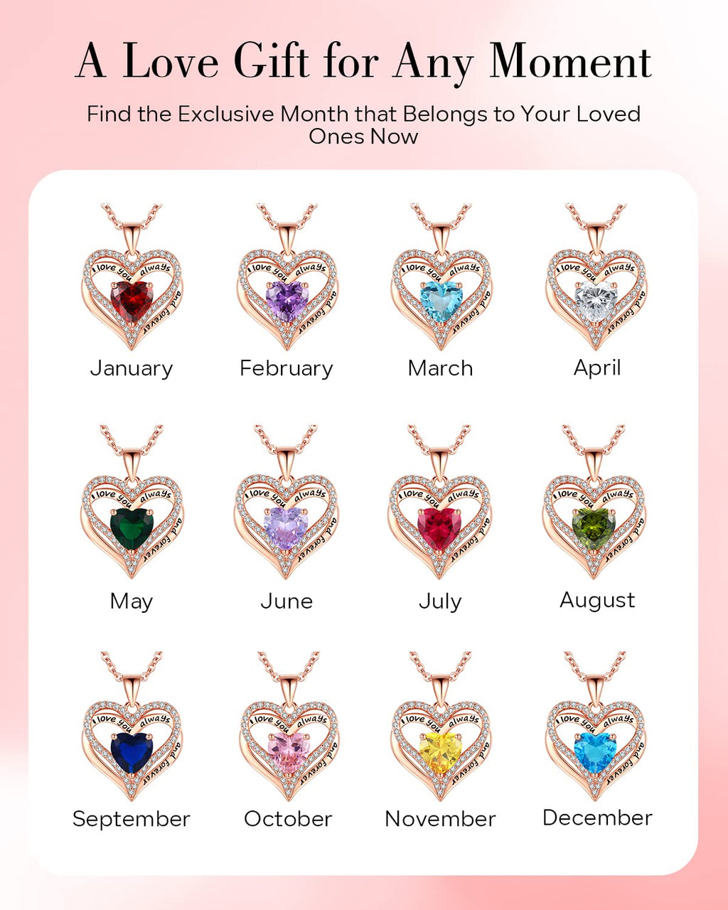 S925 Sterling Silver Necklace for Women, Wife Jewelry Rose Gold, Mom Birthday Valentines Mothers Day Gifts, Girlfriend Necklaces, Daughter Heart Jewel, Anniversary for Her