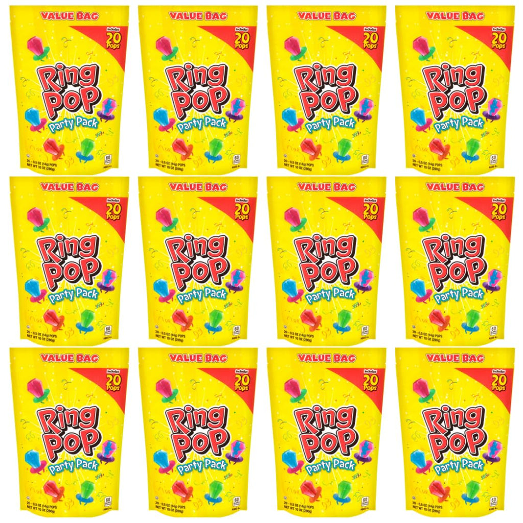 Ring Pop Lollipops - Bulk Candy Individually Wrapped Suckers Variety Party Pack- 50 Count w/Assorted Flavors - Hard Candy for Party Favors, Kids & Goodie Bags, 25 Ounce