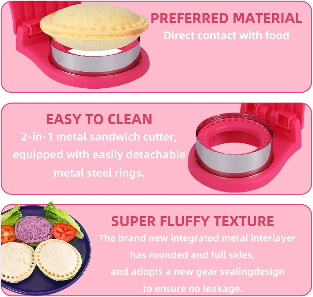 Uncrustable Sandwich Maker, Circle Shape 3.7 Inch Sandwich Cutter and Sealer for Kids Breakfast and Lunchboxes, Green