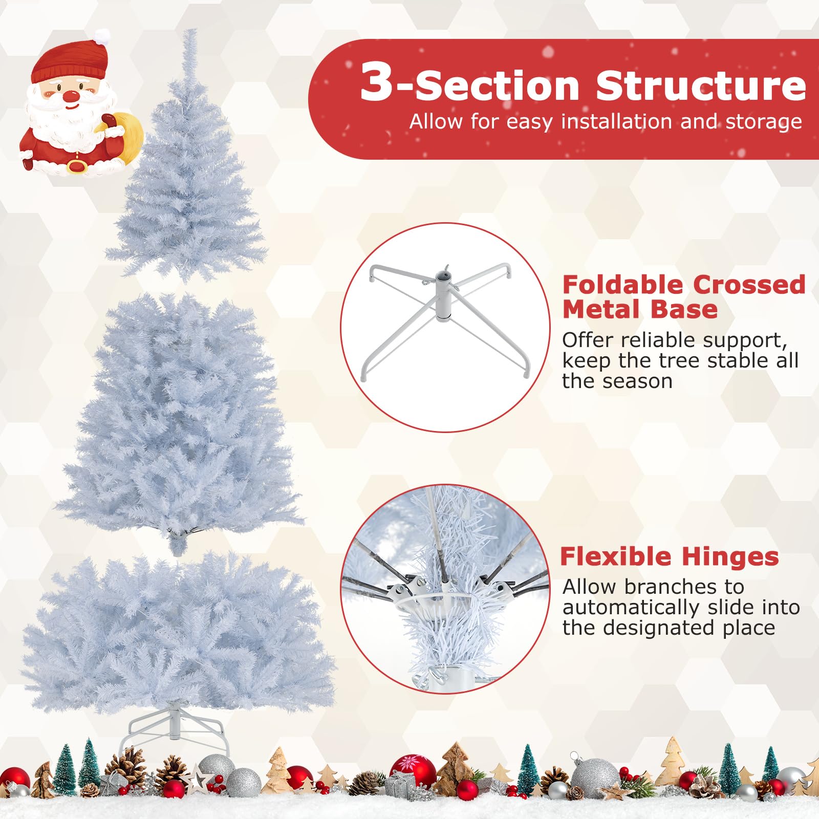 Goplus 7FT Pre-Lit Artificial Christmas Tree Auto-Spread/Close up Branches 11 Flash Modes with Multicolored 400 LED Lights & Metal Stand