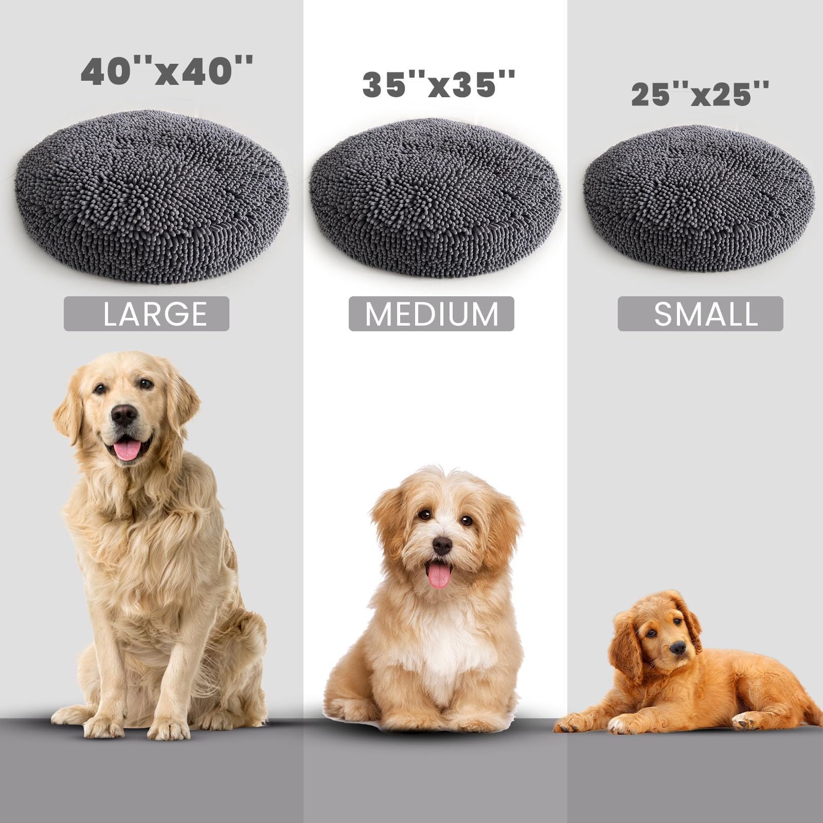 Muddy Mat® Cloud K-9 Bed for Dogs & Cats, Soft & Relaxing Donut Dog Bed, Chenille Material, Removable Cover, Washable & Dryer Safe–Black Small(25'x25')