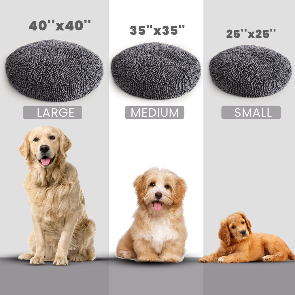 Muddy Mat® Cloud K-9 Bed for Dogs & Cats, Soft & Relaxing Donut Dog Bed, Chenille Material, Removable Cover, Washable & Dryer Safe–Black Small(25'x25')