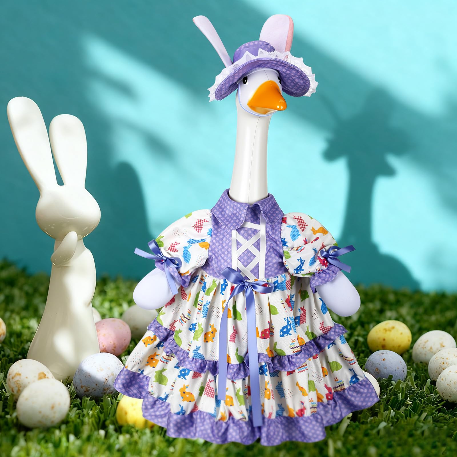 Suzile Fall Maple Porch Goose Outfit Autumn Goose Clothes for 23 Inch Cement or Plastic Geese Costume for Yard Lawn Outdoor Garden Patio Concrete Duck Statue Dress Thanksgiving Party Holiday Decor