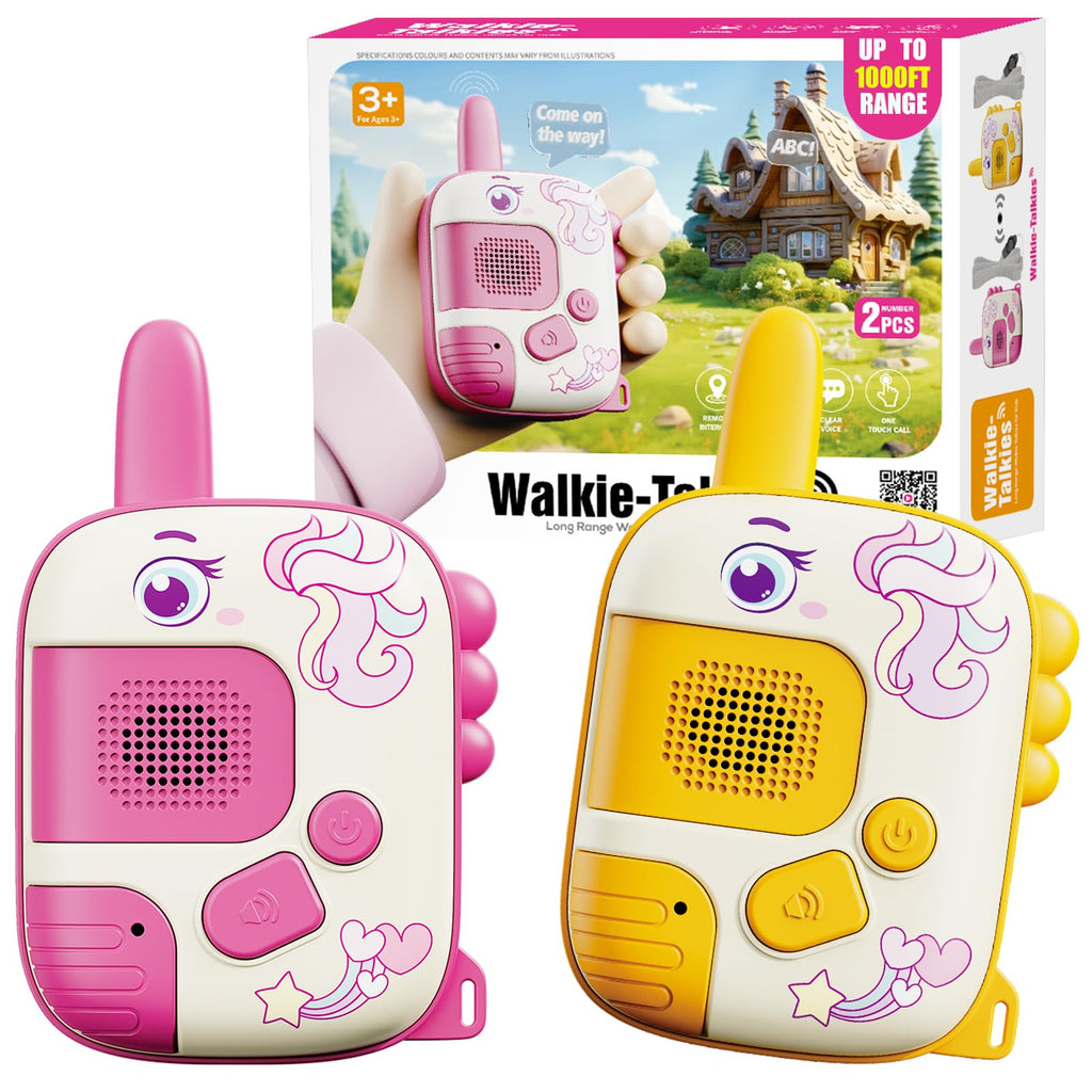 JKGIFTS Walkie Talkies Toys for Girls:Unicorn Toys 2 Pack Birthday Gifts for 3 4 5-7 8 Year Old Girls Toy for 4 5 6 7 8-10 Year Old Camping Outdoor Game,Christmas Stocking Stuffers for Girls Kids