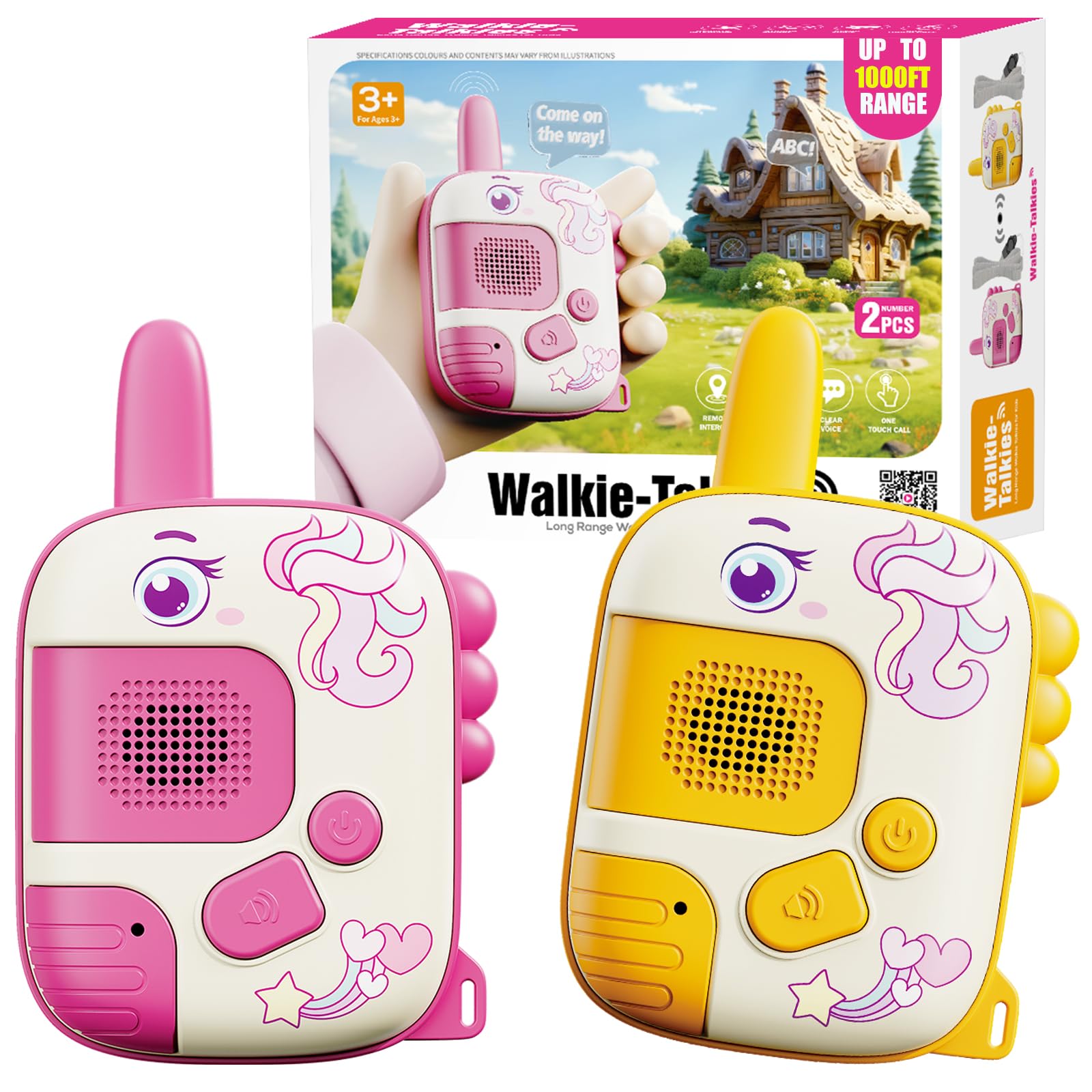 JKGIFTS Walkie Talkies Toys for Girls:Unicorn Toys 2 Pack Birthday Gifts for 3 4 5-7 8 Year Old Girls Toy for 4 5 6 7 8-10 Year Old Camping Outdoor Game,Christmas Stocking Stuffers for Girls Kids