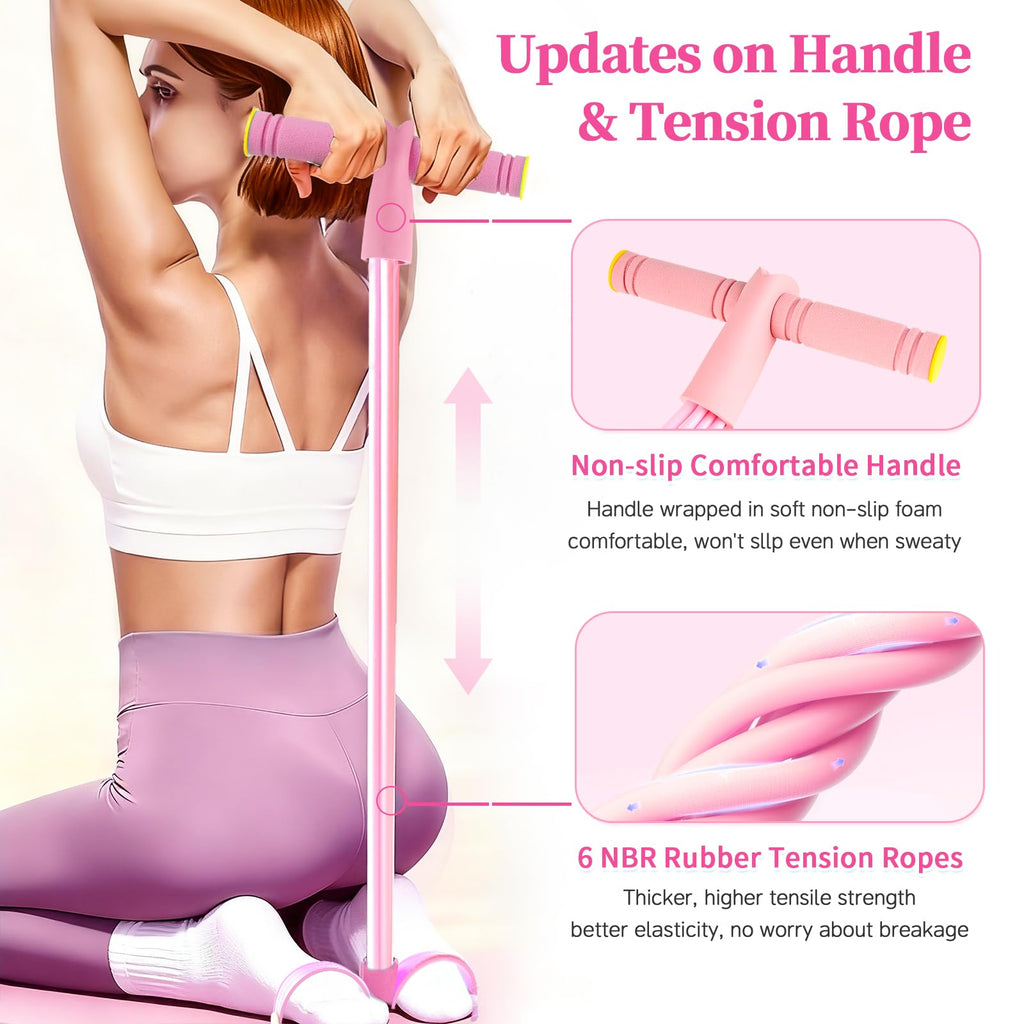 Pedal Resistance Bands with Handles, Upgrade 6-Tubes Manual Tension Training Pedal, Natural Rubber Foot Pedal Resistance Bands, Multifunction Fitness Bands for Abdomen, Waist, Arm, Leg