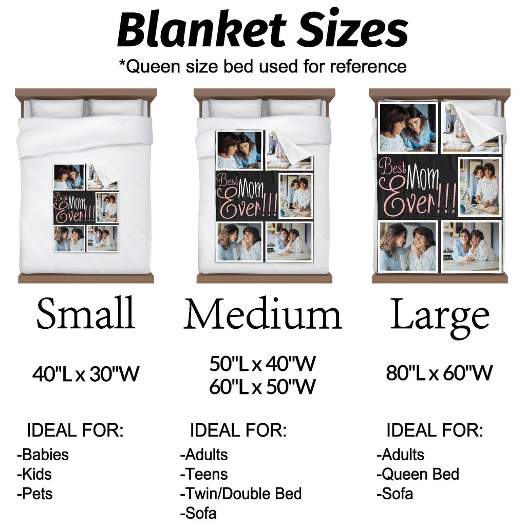 inkArts Custom Blanket Throws with Photos Text Personalized with Picture Customizable, Customize for Mom, Dad, Couple, Girlfriend, Boyfriend, Husband & Wife