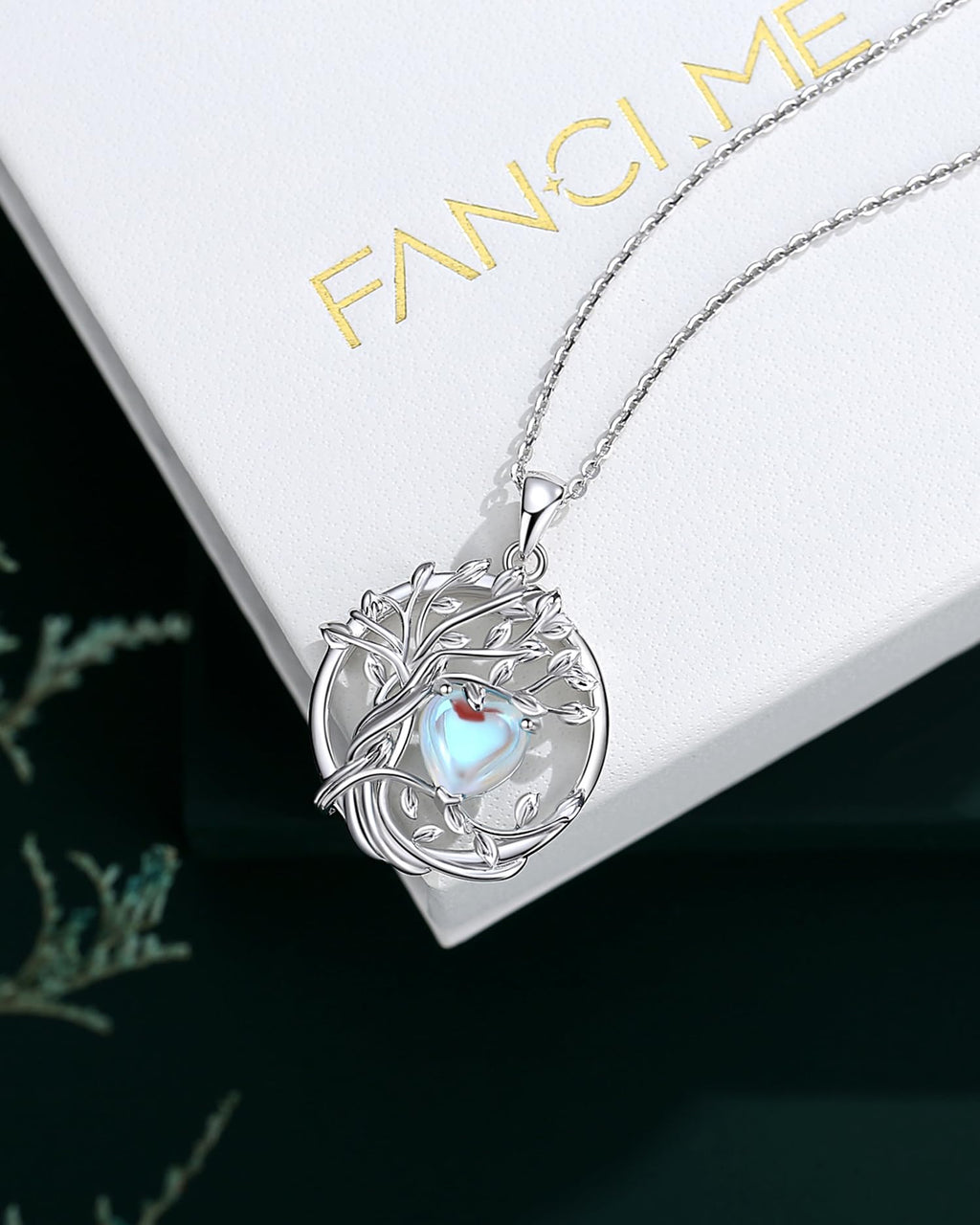 FANCIME Tree of life Birthstone necklace Sterling Silver Pendant Birthstone Necklace Gemstone Anniversary Birthday Jewelry Mothers Day Gifts for Mom Her Wife