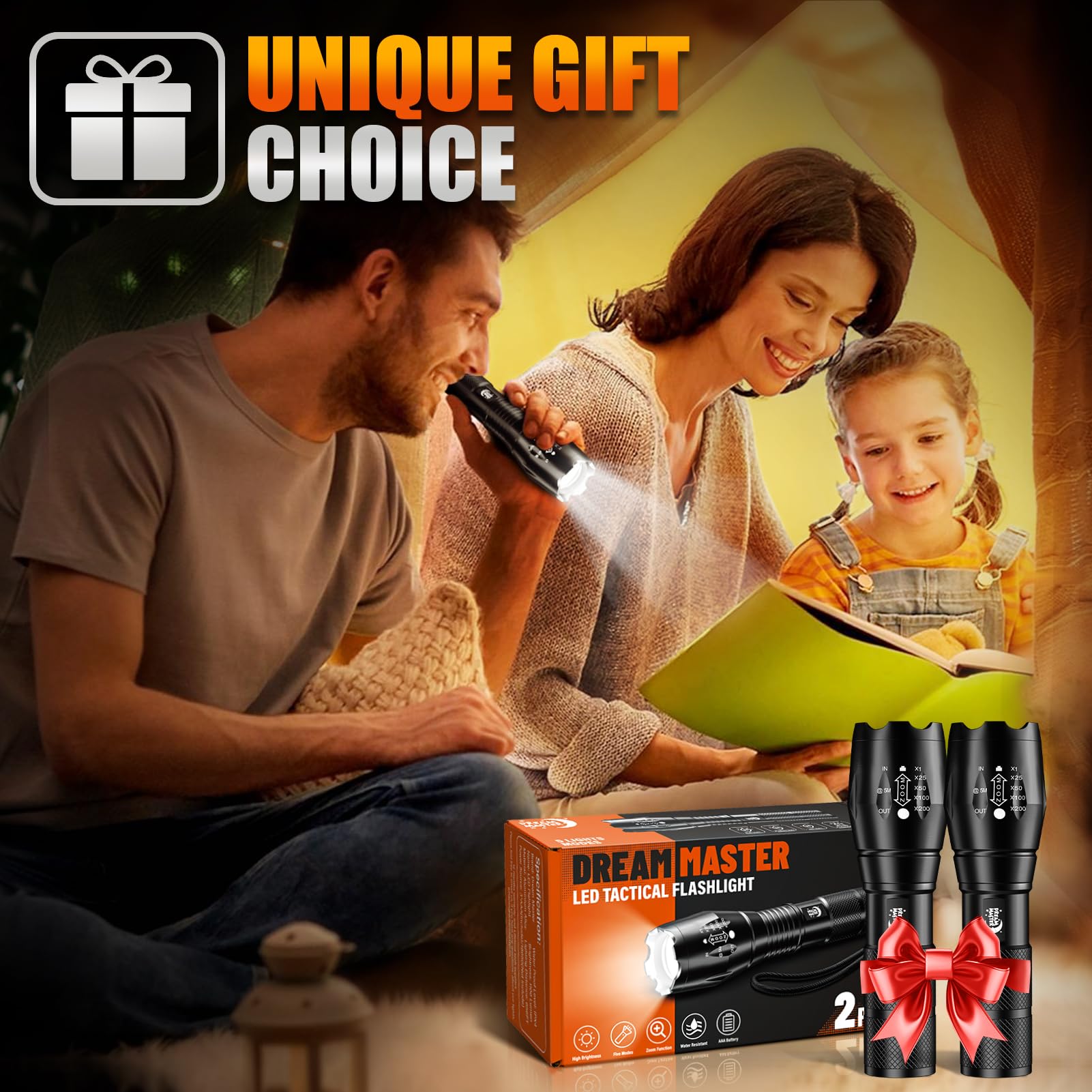 2 Pack LED Flashlights High Lumens with 6 AAA Batteries, 5 Modes Mini Waterproof Tactical Bright Flashlight for Camping, Hiking, Fathers Day Dad Gifts for Husband, Dad, Birthday Gifts for Men, Women