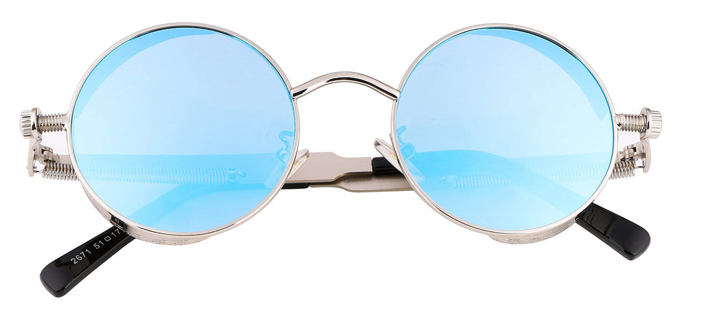 FEISEDY Retro Gothic Steampunk Sunglasses Round Metal Frame Punk Circle Inspired Shade Men B1857