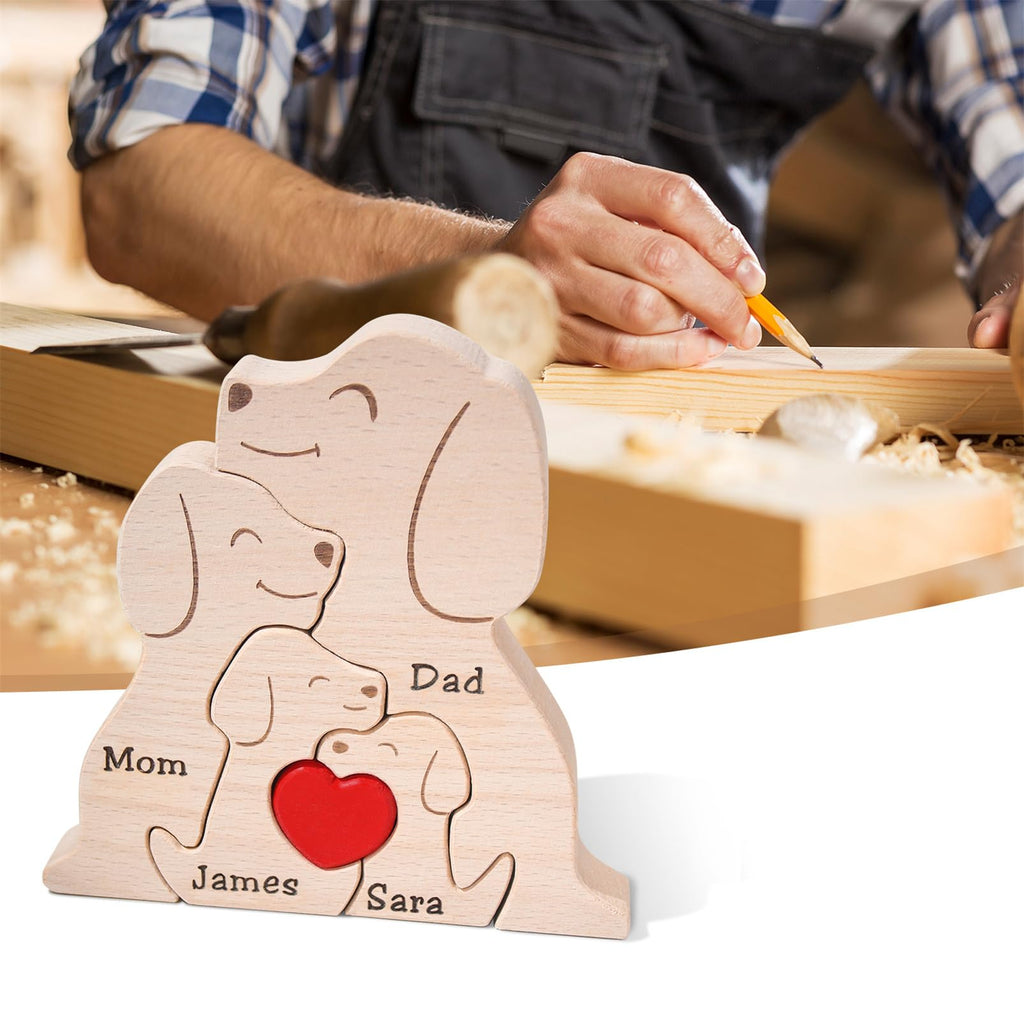 Personalized Family Name Puzzle with 2-8 Names Custom Wooden Bear Puzzle with Names Customized Wooden Puzzle Gifts for Christmas (Bear)