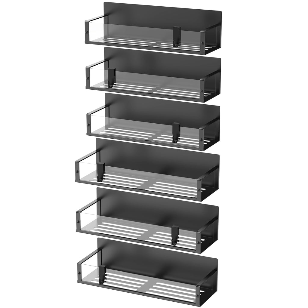 HuggieGems Metal 4 Pack Magnetic Spice Storage Rack Organizer for Refrigerator and Oven, Black Fridge Organizers and Storage, Metal