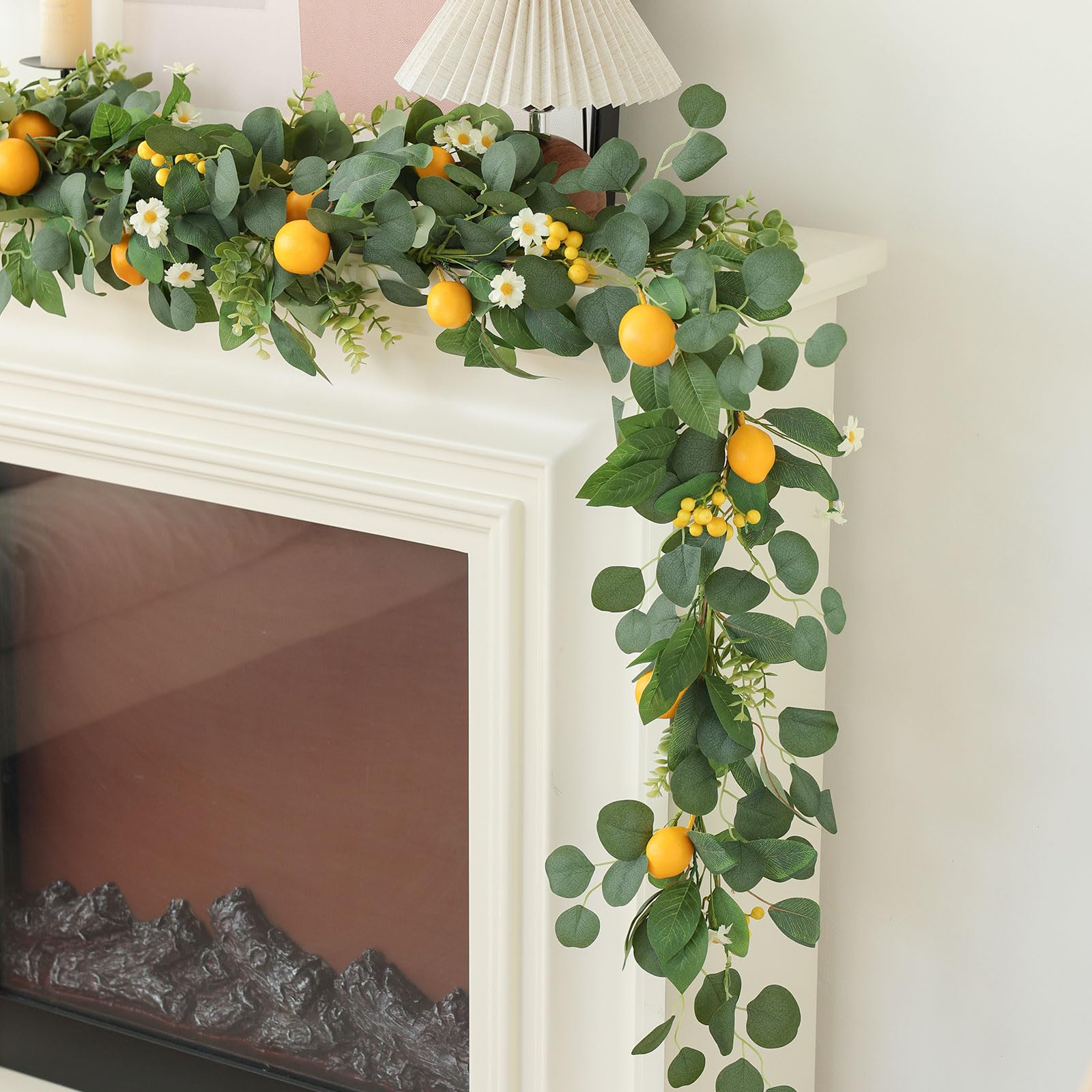 Mizii Artificial Sunflower Garland 6FT Fake Silk Sunflowers Flower Garland Autumn Hanging Vines Decorations for Kitchen Table Centerpieces Room Wall Party Wedding Birthday Fall Decor (Orange)