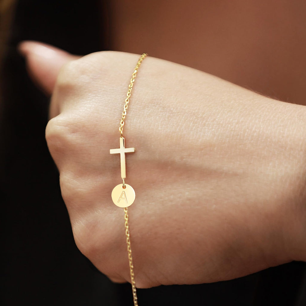 Stocking Stuffers for Teens Women, Cross Bracelet for Women Graduation Gift Dainty Cross Bracelet with Initials Christian Gifts for Women Teen Girl Gift Confirmation Baptism Religious Jewelry Birthday Mothers Day Gifts