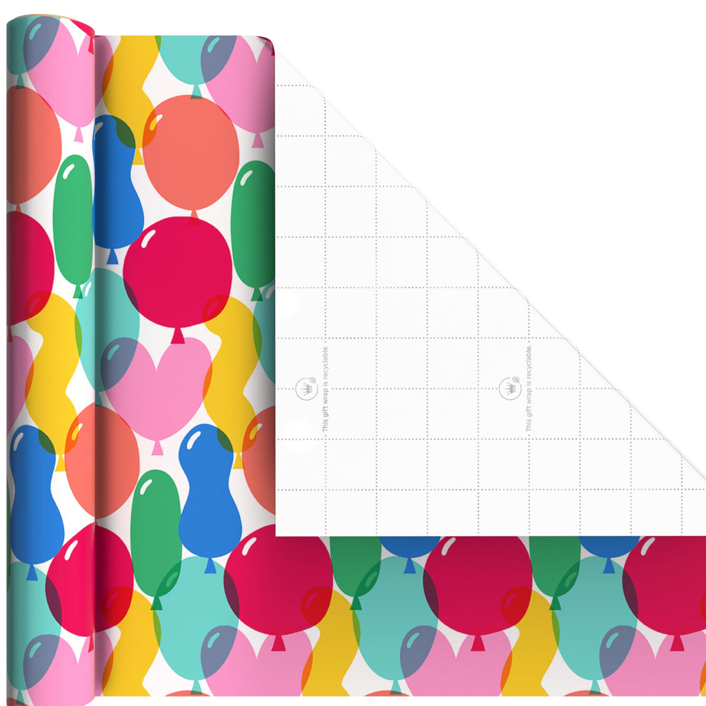 Hallmark All Occasion Wrapping Paper Bundle with Cut Lines on Reverse (Pack of 6; 180 sq. ft. ttl.) Solids, Polka Dots & Stripes for Birthdays, Easter, Mothers Day, Weddings, Baby Showers (5JXW1746)