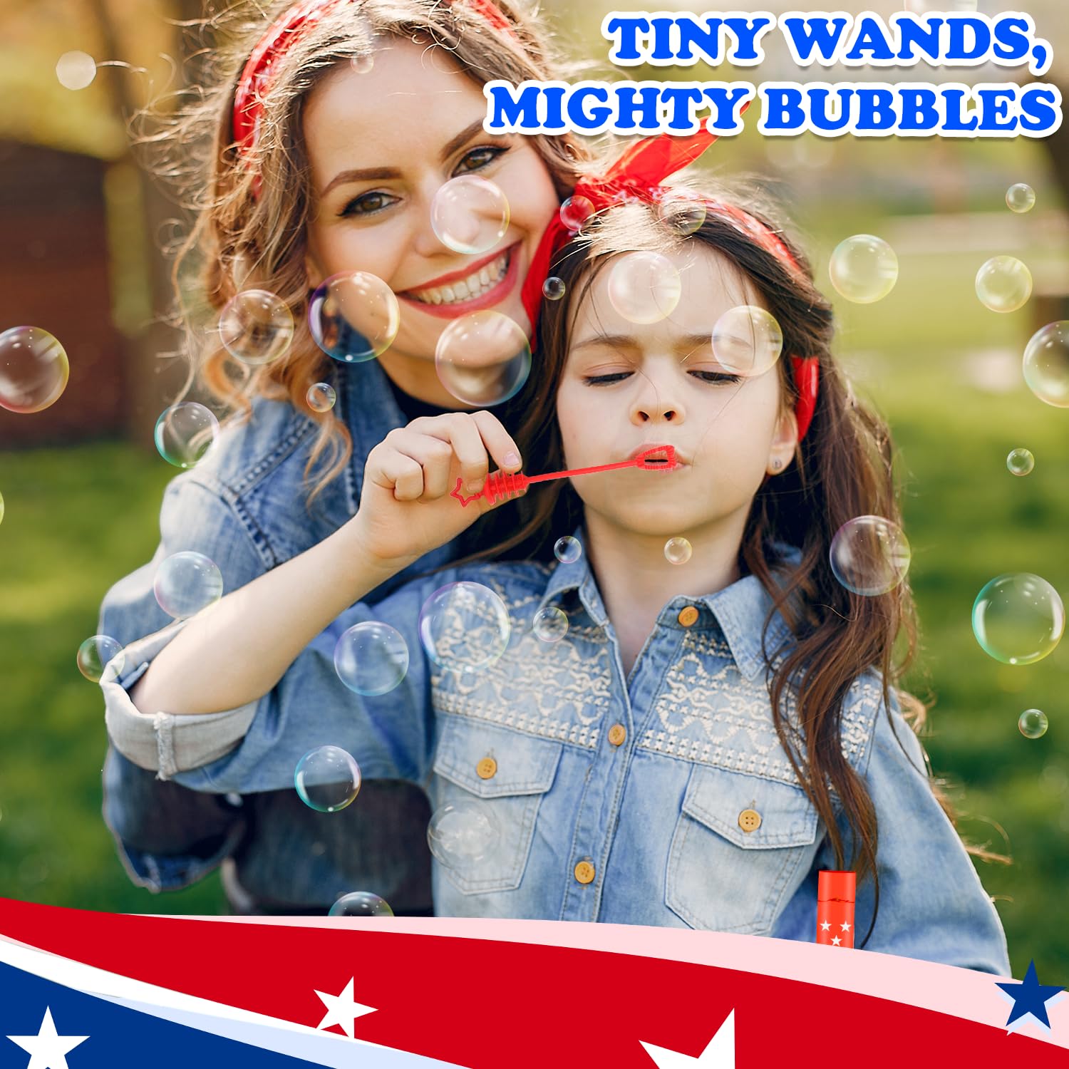 Fourth of July Party Favors Supplies for Kids,32 Pack 4th of July Mini Bubbles Goodie Treat Bags Stuffers for Toddler Boys Girls,250th Anniversary Patriotic Toys Gifts Prize Accessories Birthday Decor