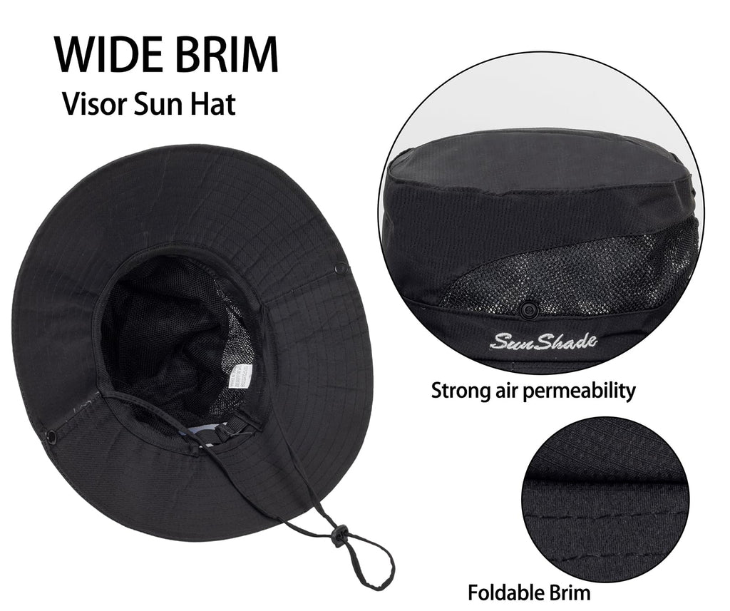 Womens Summer Sun Hat Beach Hat Wide Brim Outdoor UV Protection Hat Packable Mesh Bucket Hat with Ponytail Hole