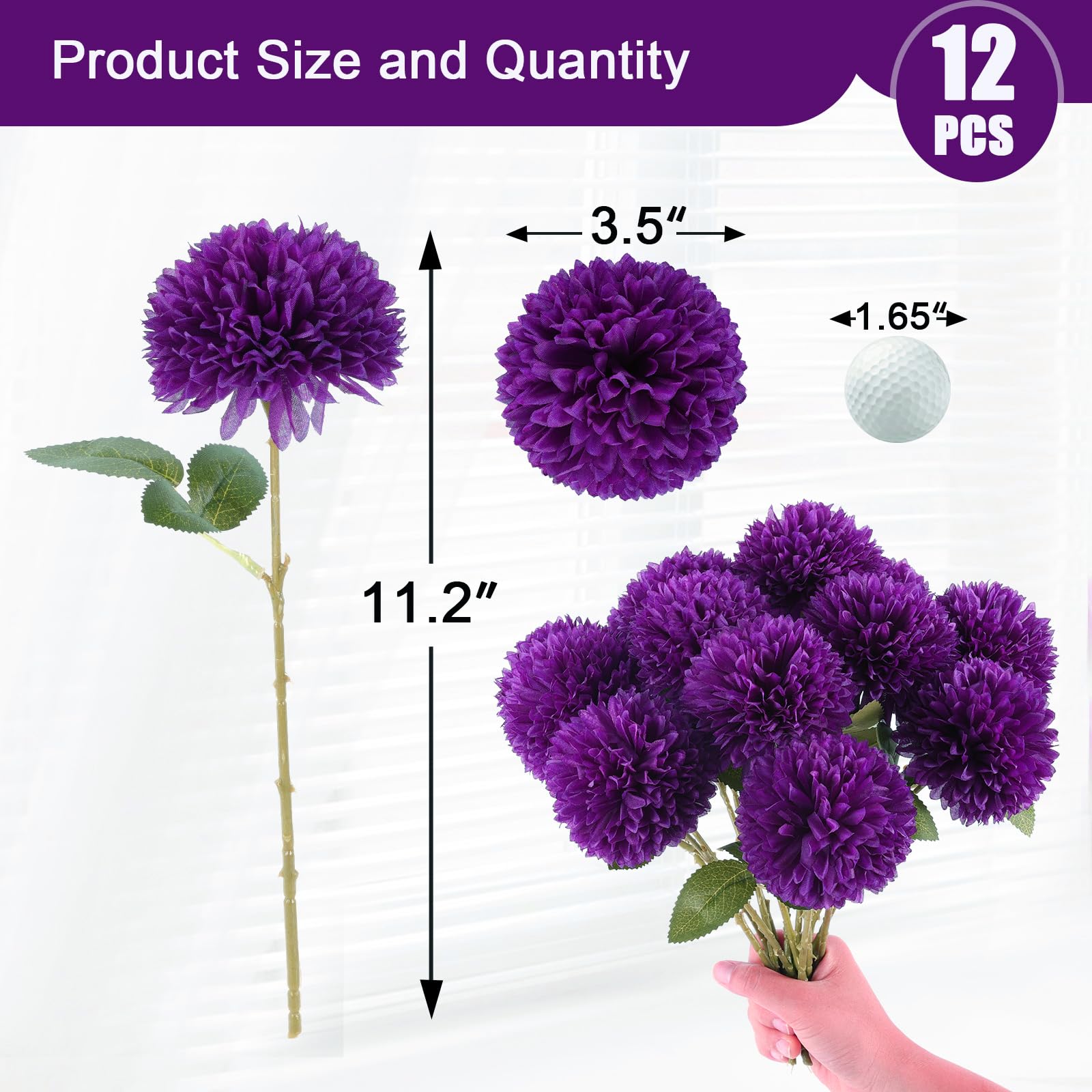 Hananona 12 Pcs Artificial Chrysanthemums Flowers Patriotic Flower, 4th of July Fake Mums Flowers Silk for Home Decor Indoor Memorial Day Table Centerpiece Vase not Included (12, Red, White, Blue)