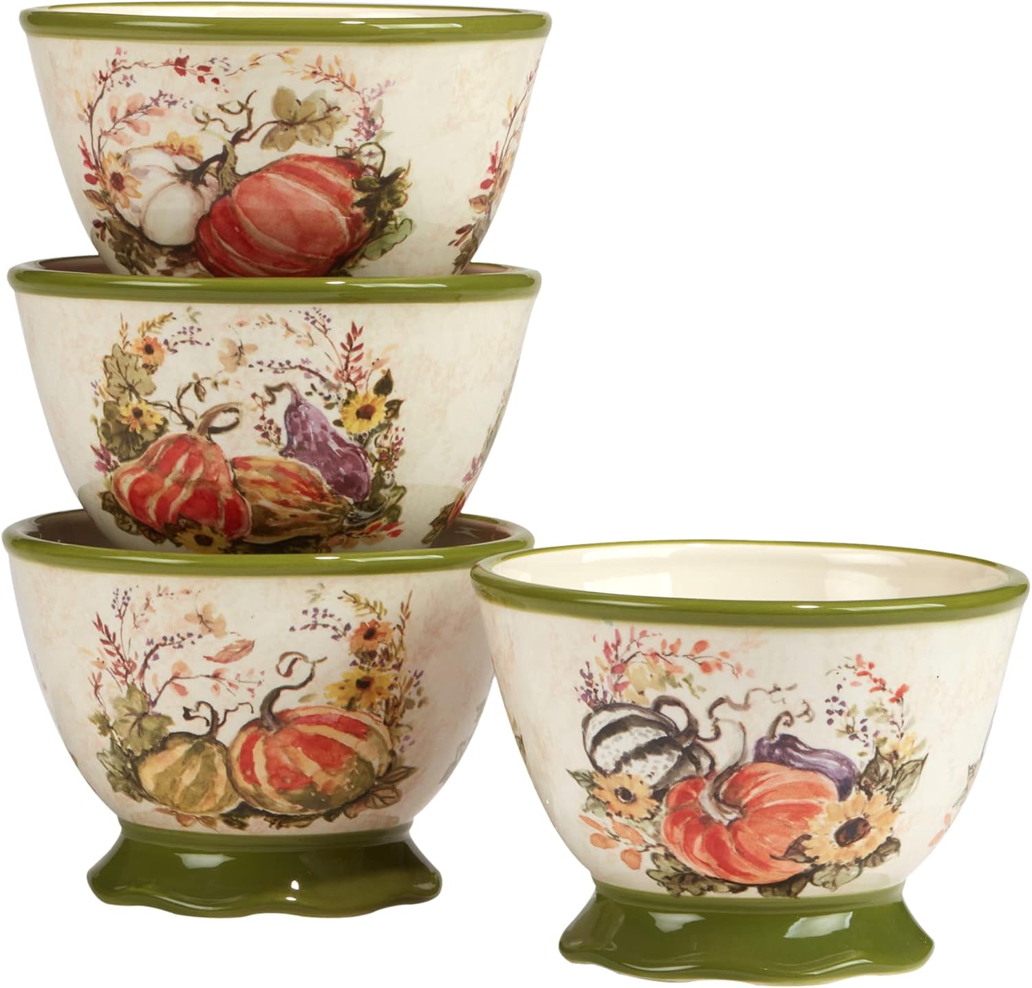 Harvest Morning 16-Piece Ceramic Dinnerware Set, Service for 4 – Celebrate autumn with vibrant pumpkins and florals, perfect for cozy family meals, Thanksgiving gatherings, and fall entertaining
