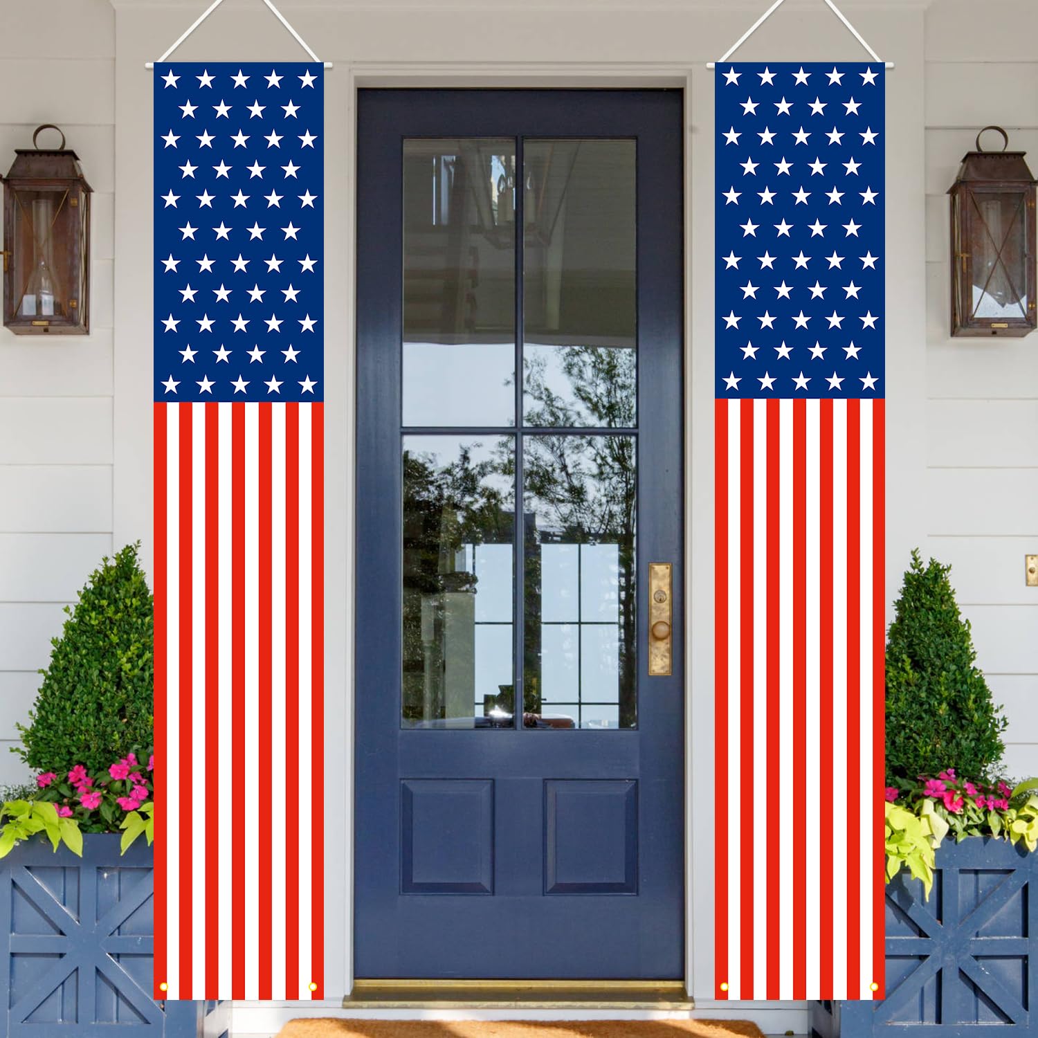 4th of July Decorations Patriotic Decorations Red White and Blue Banner Outdoor Hanging American Flag Porch Decor for Fourth of July Veterans Labor Memorial Presidents Flag Election Day
